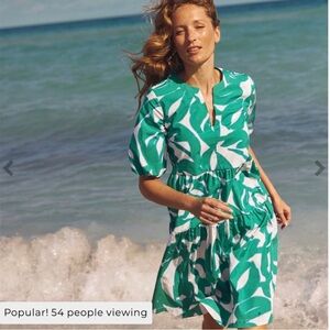 Chico's Vibrant Green Leaf Midi Dress